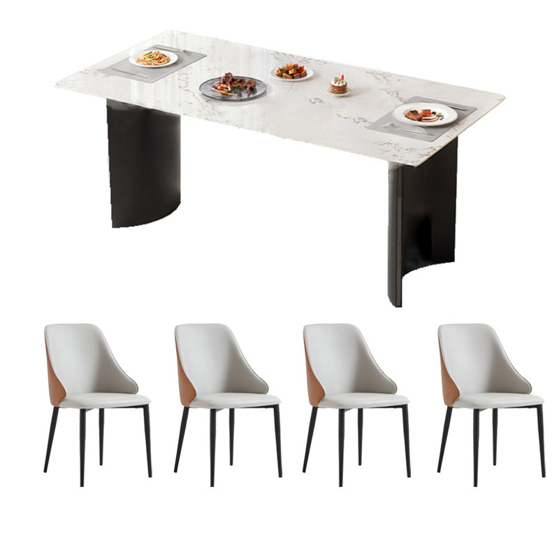 Table de salle à manger et chaise Simple Rock Plate, H 29,5 po x L 55,1 po x l 31,4 po, Brun / beige