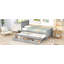 Lit plateforme simple avec lit gigogne et tiroirs, gris