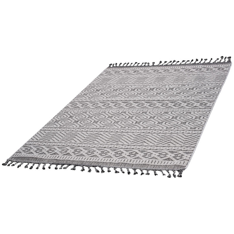 Tapis géométrique gris / blanc 5X7, métier à tisser et collection, teint, sans perte de poils, chic, pour chambre à coucher, tapis d'intérieur pour bureau à domicile 5X7, texture lisse, chambre de bébé, cuisine-salle à manger