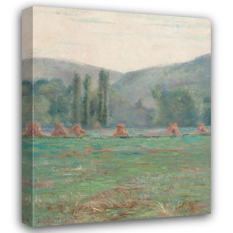 «French Landscape with Haystacks» par Francis Henry Richardson - Art mural sur toile tendue avec châssis, H 24 po x l 17 po