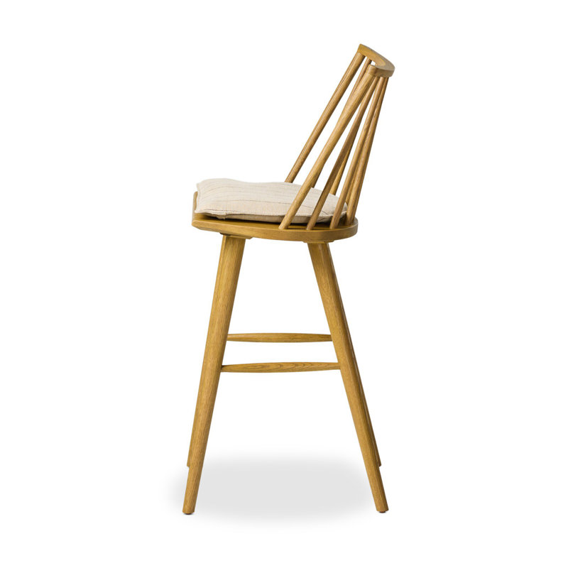 Lewis Windsor Stool With Cushion-Black Oak-Counter, Counter Stool (25.02” Seat Height), Sandy Oak