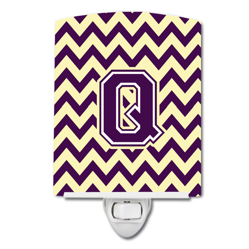 Éclairage de nuit en céramique chevron, Mauve / doré, Q