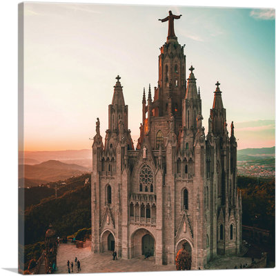 Cathédrale à Barcelone, Espagne, reproduction de photo sur toile tendue
