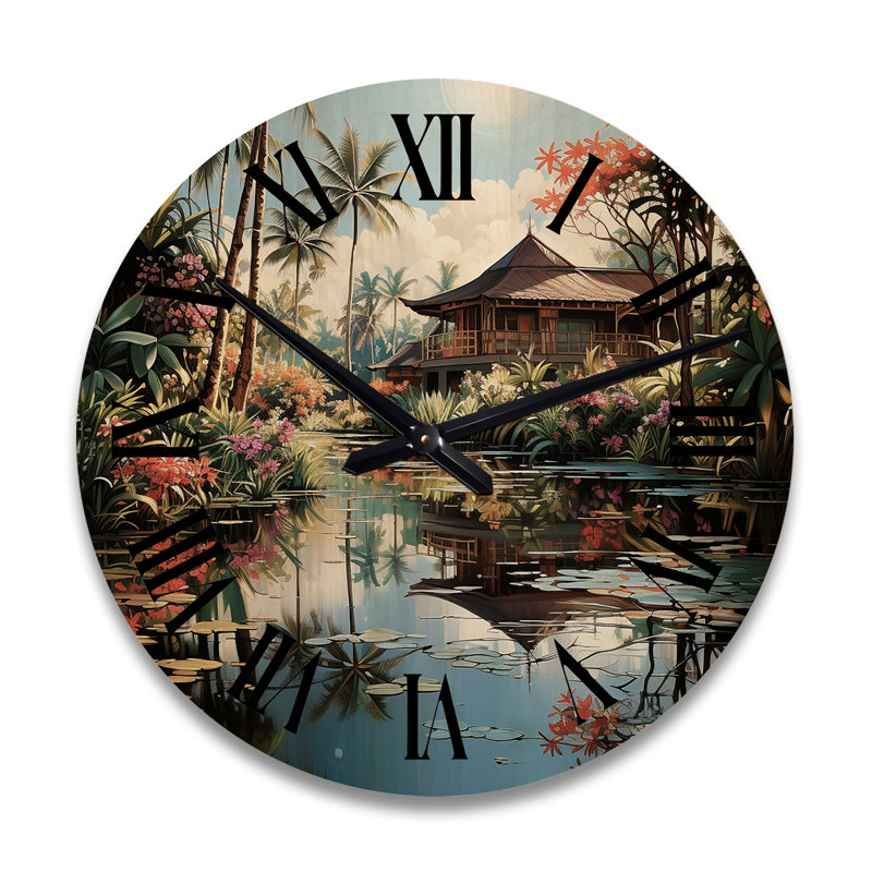 Horloge murale en bois massif Narding, Grand