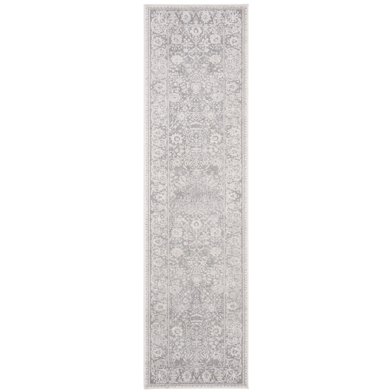 Calidia Power Loom Light Gray/Cream Rug, Runner 2'3" x 8'