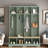 Farmhouse Wide Hall Tree With 8 Hooks, Bench And Open Compartments-1271316139