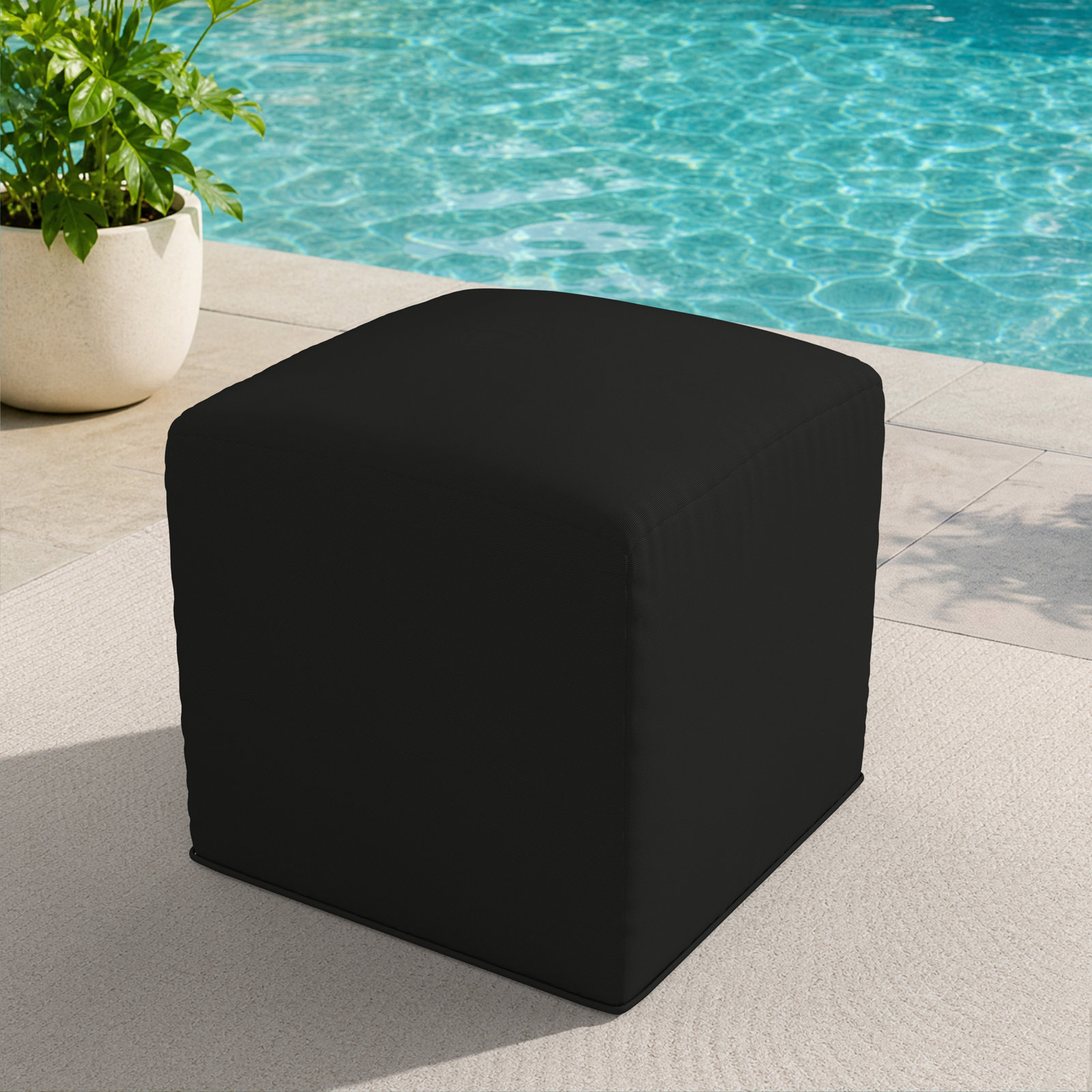 Praia Sunbrella® Patio Ottoman, Canvas Black Sunbrella® Canvas