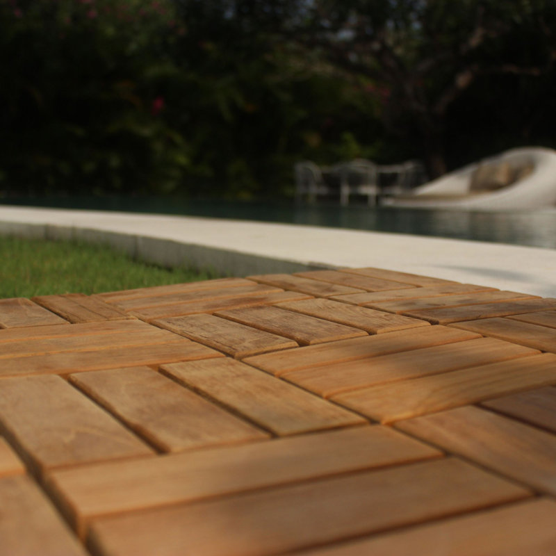 Carreau de terrasse en bois teck 11,8 po x 11,8 po