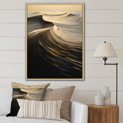 Abstrait vagues en rétro beige et noir I - impression sur toile Coastal Waves