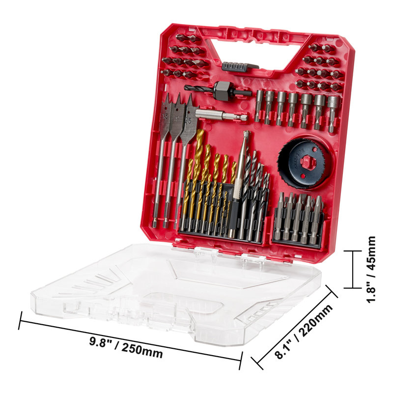 Drill Bit Set, 70 Pieces Drill and Driver Bit Set, Screwdriver Bit Set Suitable for Wood Metal Cement Drilling and Screw Driving, Drill Bit Sets Combo Kit Assorted in Organized Carrying Case