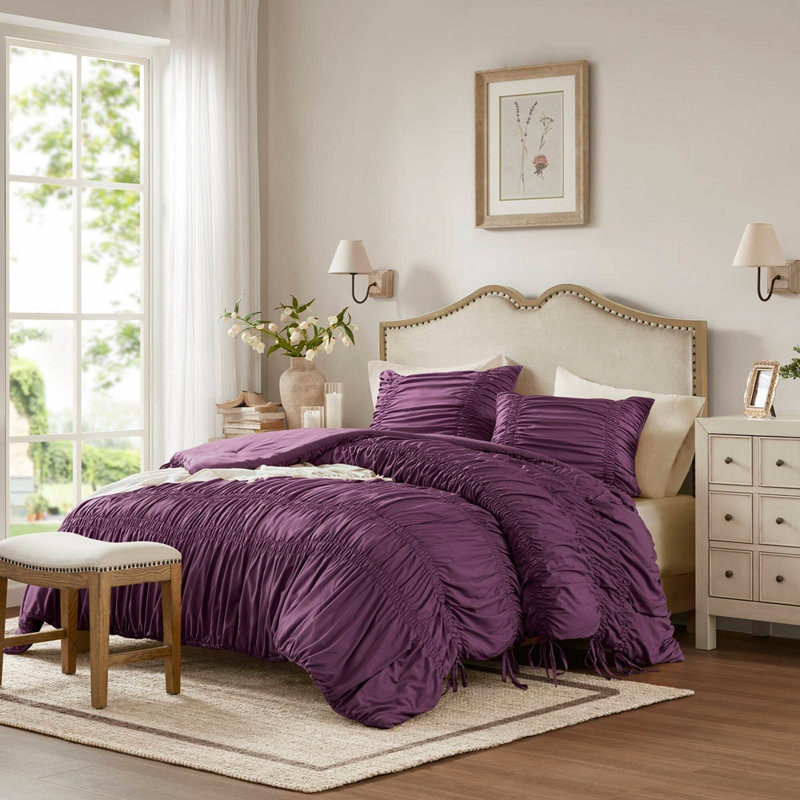 Ensemble d'édredon très grand 3 pièces, King Sheet Set + 2 Additional Pieces, Purple