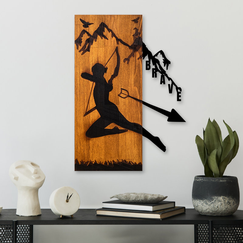 Elegant Wooden Wall Accessory, Walnut & Black Finish, 16.3 x 22.8 x 1.2 inches | 100% Real Wood with Metal Accents, Thickness: 0.8 inches | Unique Decorative Piece for Home Decor, Adds Style & Character