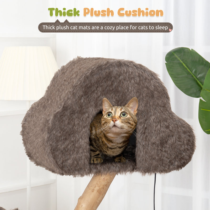 Furlon 59.84'' H Solid Wood Cat Tree with Plush Cushion