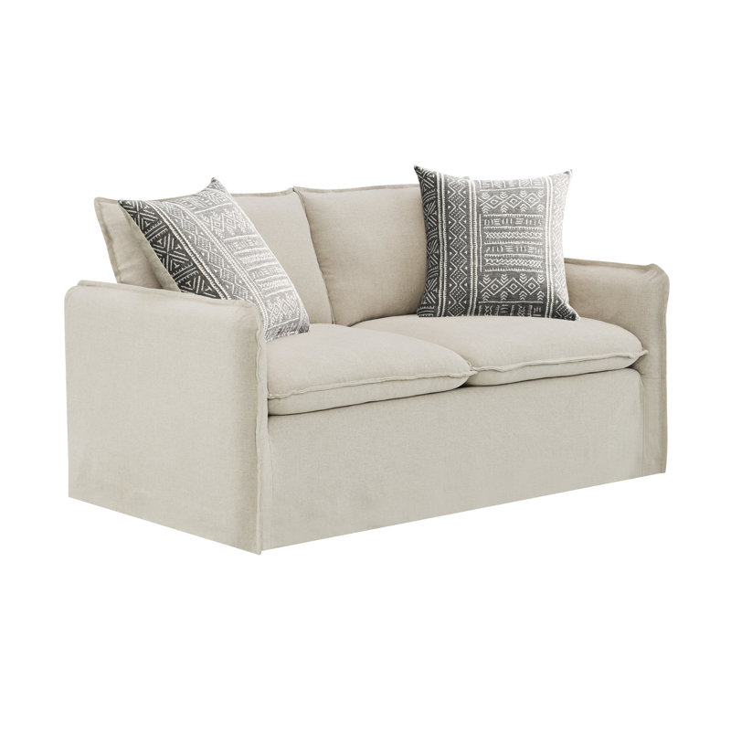 Chaise de salon fonctionnelle en lin beige et attrayante