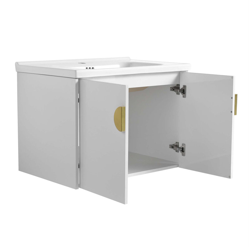 Meuble-lavabo à fermeture en douceur avec lavabo, pour petite salle de bain