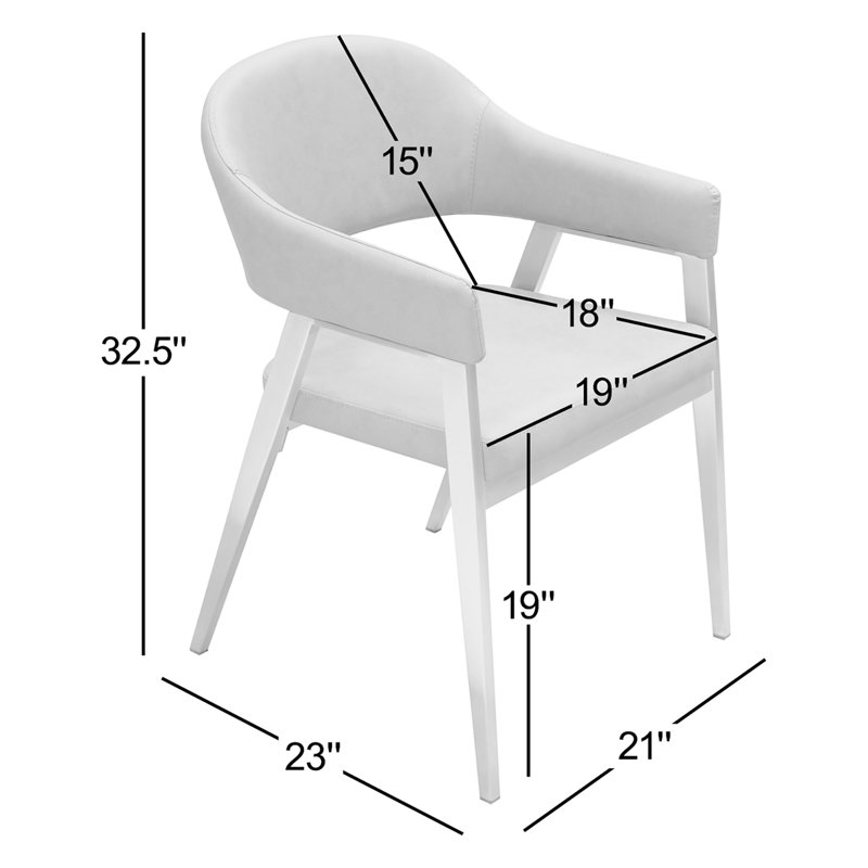 Adele Set Of Two Dining/Accent Chairs In Cream Fabric W/ Black Powder Coated Metal Frame, Cream Fabric