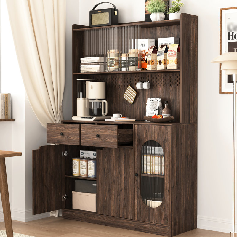 Armoire de cuisine de 71 po de hauteur avec support à micro-ondes pour un garde-manger fonctionnel et fonctionnel