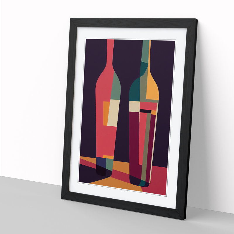 Alerte Retro Wine Art Vol.2 - Picture Frame Print, 64cm H x 46cm W x 2cm D, Oak