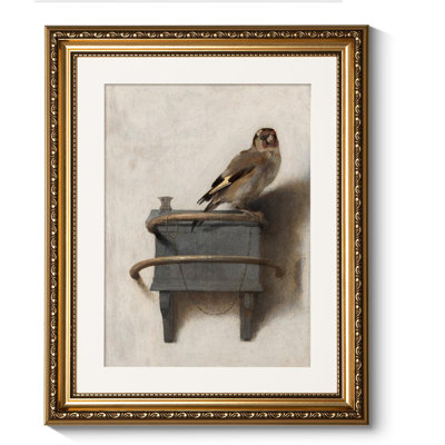 Vintage Gold Framed Bird Wall Art, Bedroom Bathroom Goldfinch Picture Wall Decor, Canvas Prints, Antique Picture Frame Still Life Paintings Home Farmhouse Cottage Decor,13x16 Inch