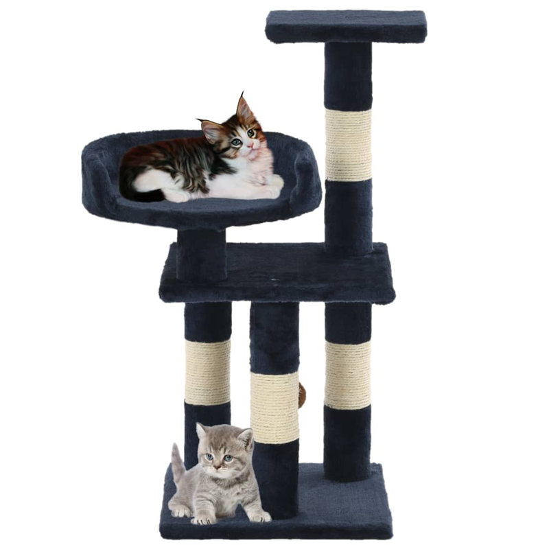 Arbre à chat vidaXL Bleu, panneau de particules, corde en sisal moelleux et durable