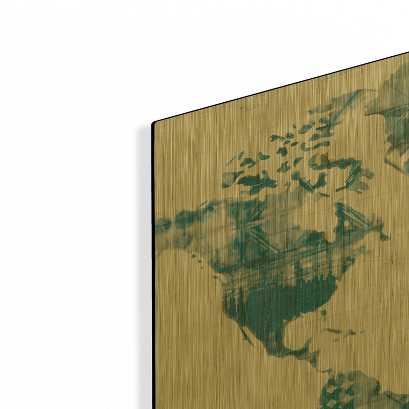 «Kanari Map Indigo» par Melissa Averinos, art mural en métal doré, 36 po x 24 po, 36"x24"