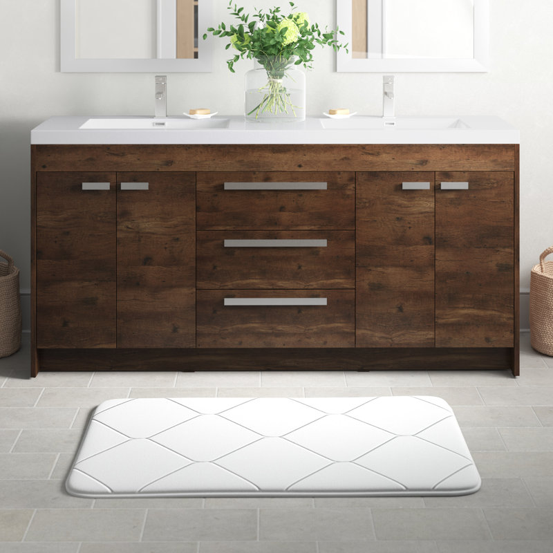 Wauconda 72.6" W x 19.62" D x 36" H Double Bathroom Vanity, Rosewood, 72"