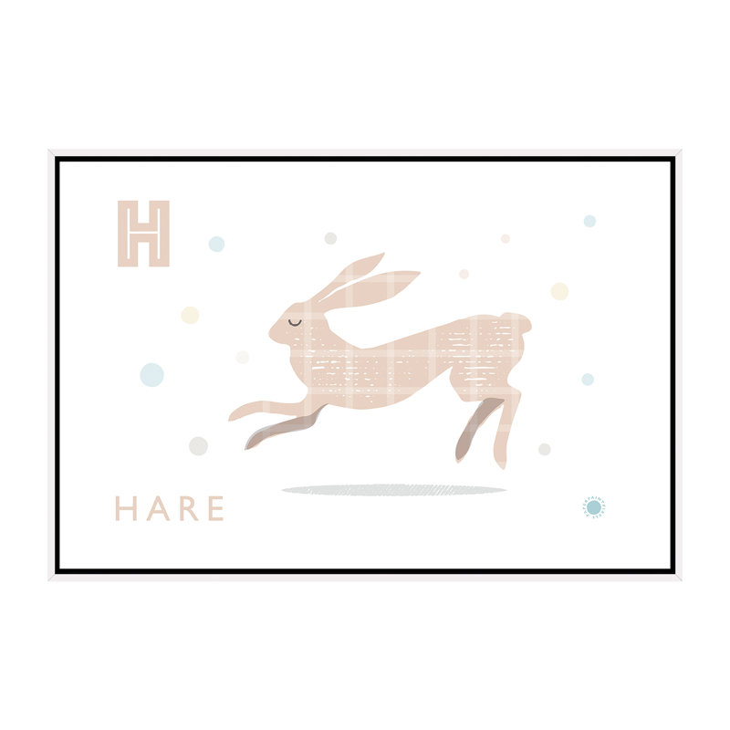 Hare - impression d'art graphique, Pas de tapis, Toile blanche encadrée, H 40 po x l 60 po x 1,5 po