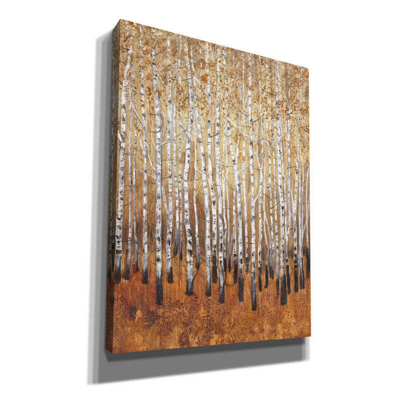 «Sienna Birches I» par Tim O'toole, art mural sur toile, H 54 po x l 40 po x P 1,5 po