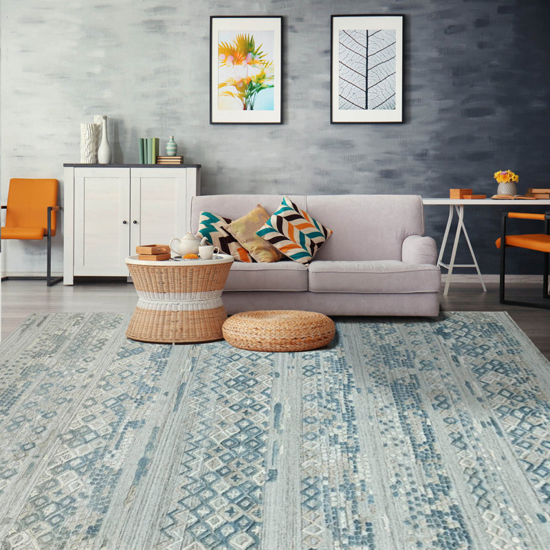 Mykeya One-of-a-Kind 6' X 8'11" Wool Area Rug in Gray