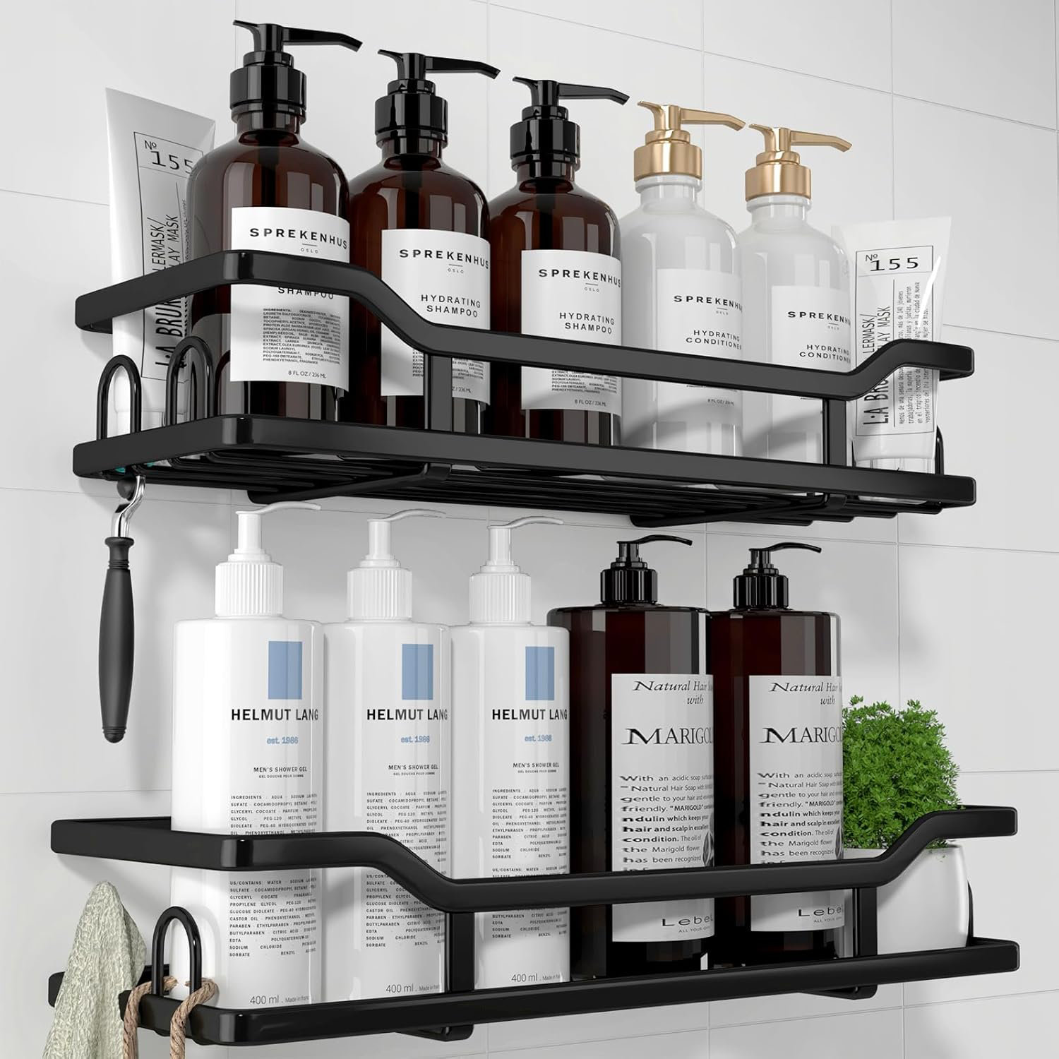 Rebrilliant Extra Large Shower Caddy - No Drill Adhesive Bathroom ...