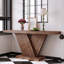Console de style moderne à 66 pieds en X avec placage en bois massif, table de couloir d'entrée robuste pour les petits espaces, table de chevet étroite de style Mid-Century avec design géométrique et plateau large-1114734738