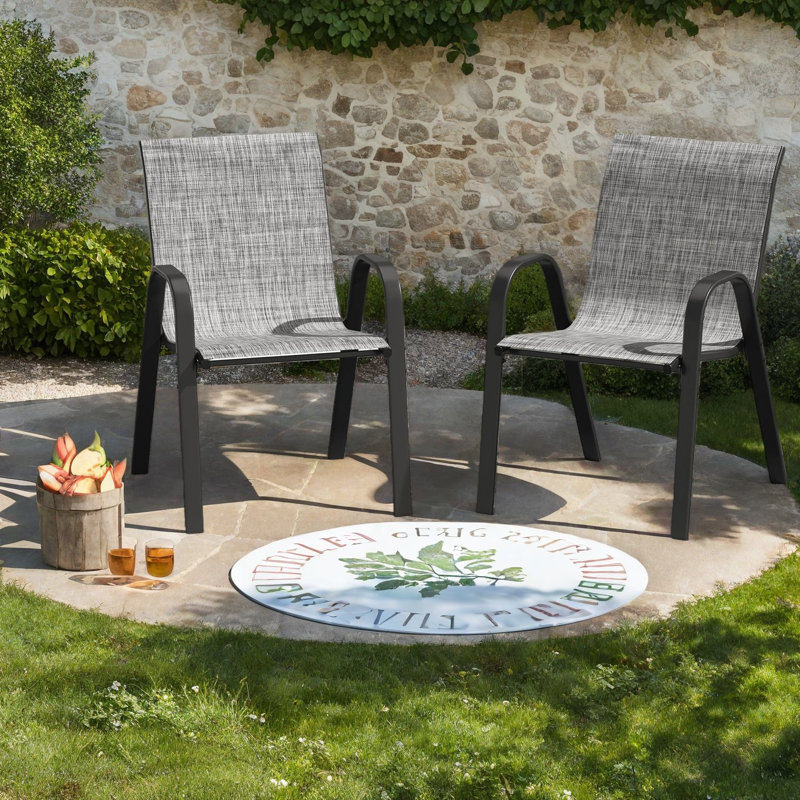 Chaises de salle à manger empilables de patio, ensemble moderne de Textilene en métal pour le balcon près de la piscine