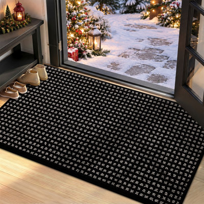 Washable Plaid Indoor Door Mat with Non-Slip TPR Backing