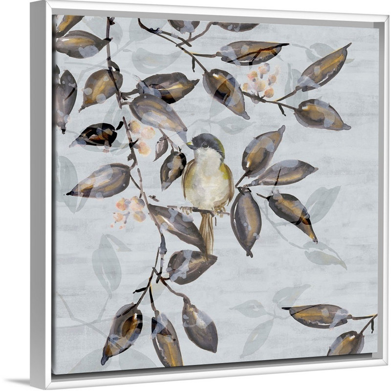 « Tweet Tweet II » par Eva watts, reproduction d’art sur toile, H 22 po x l 22 po x P 1,75 po, Cadre blanc