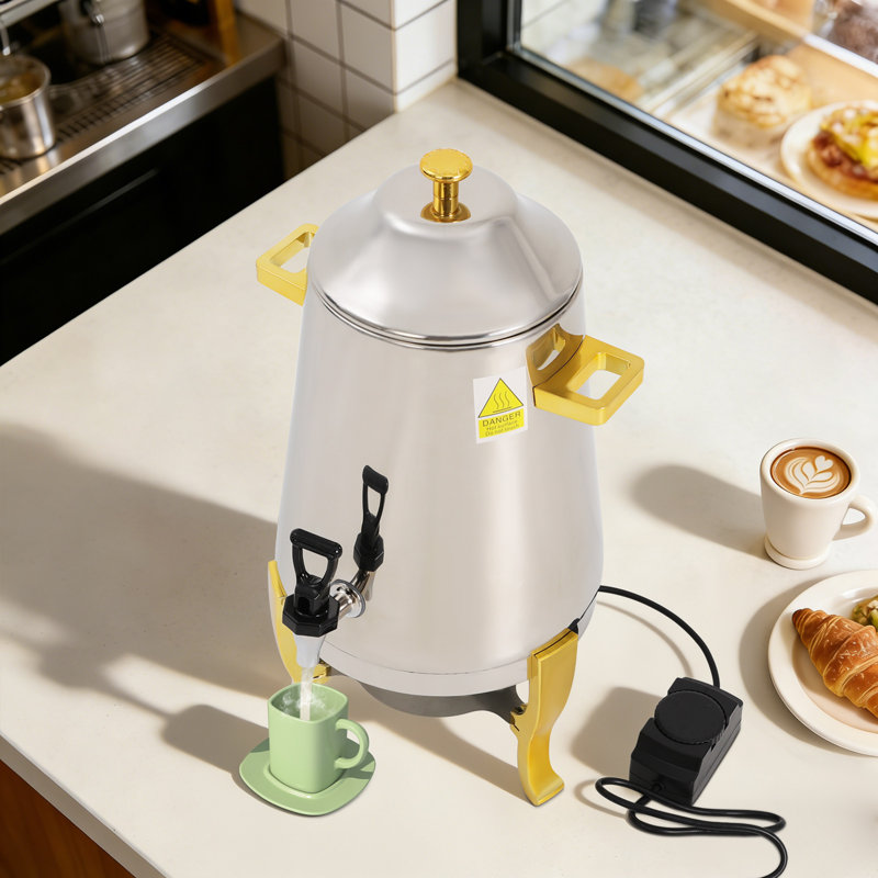 Distributeur de boissons à double chauffage de 13 litres (3,43 gallons), distributeur de boissons chaudes et froides en acier inoxydable, idéal pour les hôtels, les restaurants et les réceptions.