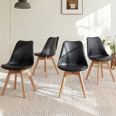 Hayyim Modern Elegant Shell Dining Chair, Comfortable Accent Chair- Solid Beech Wood Legs＆Soft Padded Seat, Ergonomic Design