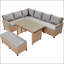 Ensemble de canapé de patio extérieur en rotin 5 pièces, ensemble de mobilier de jardin en forme de L en osier PE-1007766035-1007766036