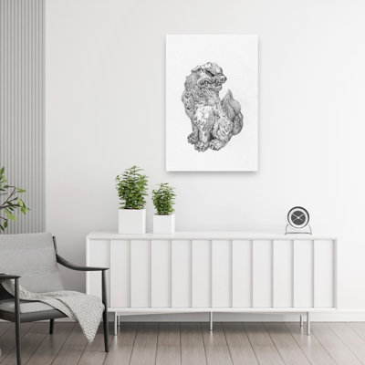 Mythical Foo Dog Sculpture Traditional Dog Lion Wall Art Print