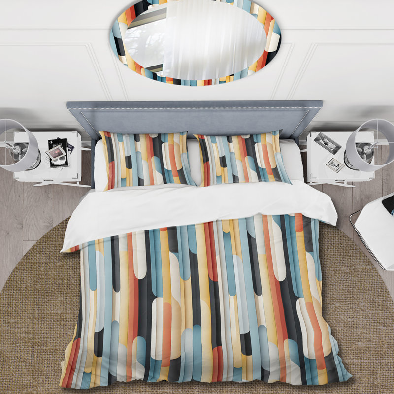 Contemporary Lines - Striped Duvet Cover Set, Housse de couette pour très grand lit et 2 très