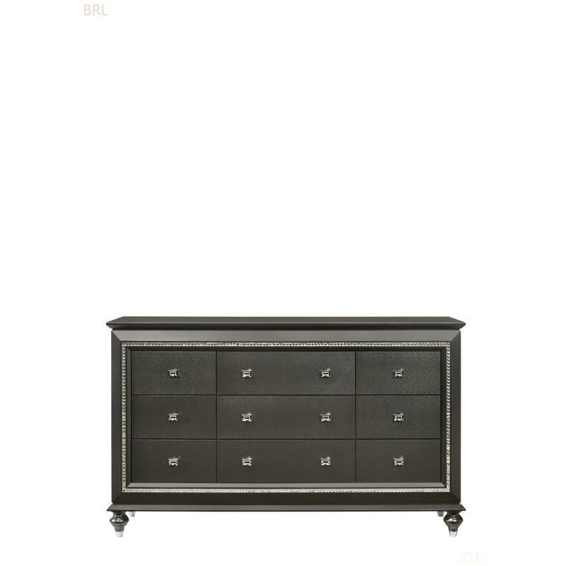 Elevate Your Space With This Sleek Unit, Featuring Sparkly Trim And Chic Metallic Knobs