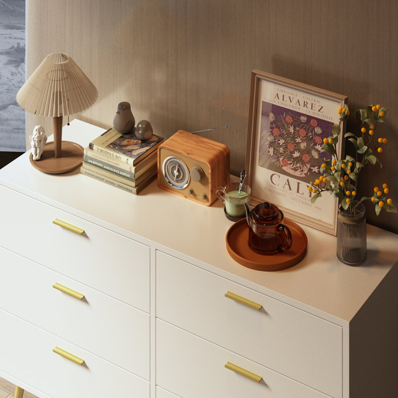  Commode élégante à 6 tiroirs l 47,2 po Rexdale, Blanc