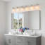 Éclairage pour meuble-lavabo de salle de bain 50 lumières en nickel 50 po avec abat-jour en verre-106894854-99499429