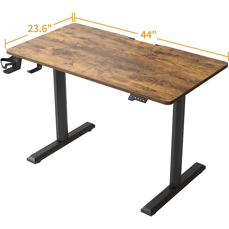 Bureau debout à hauteur ajustable Itsuo, L 44 po x P 23,60 po, Brun / noir