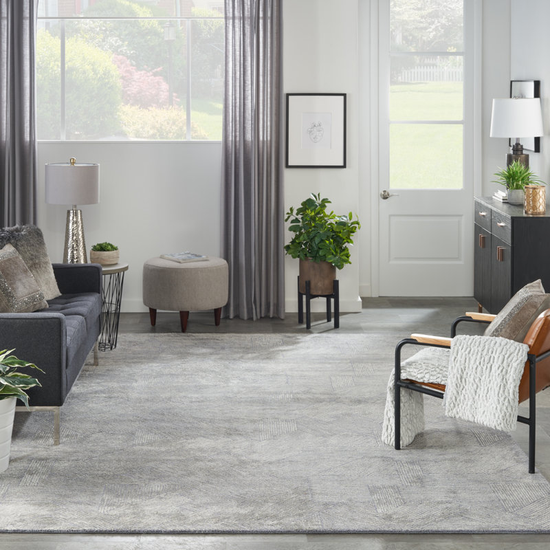 Chrisann Geometric Area Rug in Gray, Rectangle 8'6" x 11'6"