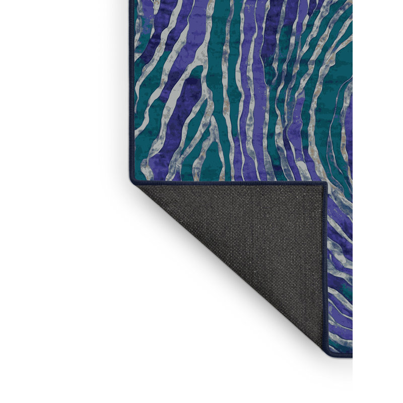 Tapis bleu soyeux et moelleux, Carré 3 pi
