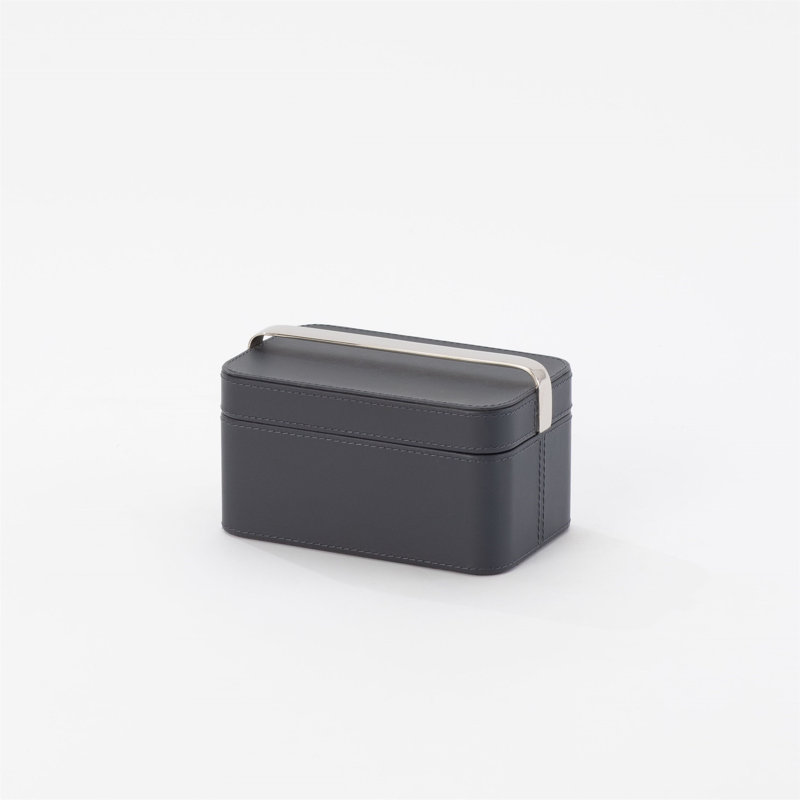 Boîte décorative en cuir , H 5 po x l 8,25 po x P 5 po, Noir