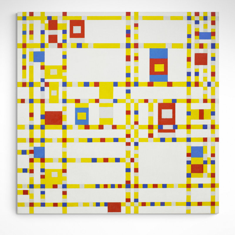 Broadway Boogie Woogie by Piet Mondrian - Print on Canvas, 30cm H x 30cm W x 4cm D