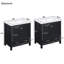 Ensemble de meuble-lavabo double 60 po - Lavabos séparés en céramique, tablette de rangement et tiroirs divisés (miroir exclu) - Solution de salle de bain moderne et spacieuse-1405854962