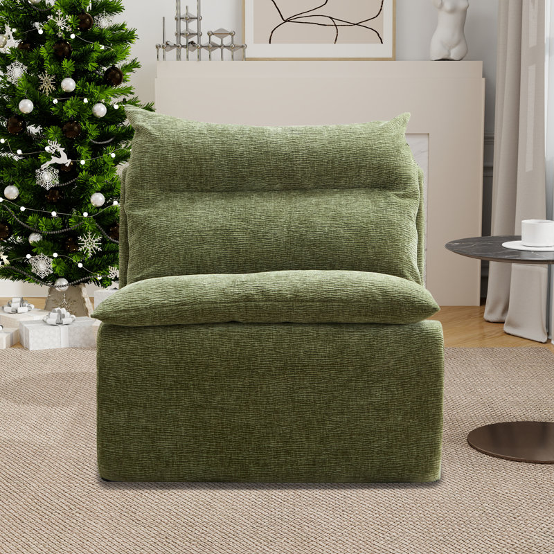 Fauteuil à billes moderne avec canapé rembourré, Polyester vert