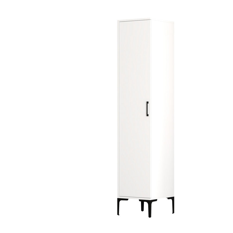 Berend 1 Door Manufactured Wood Wardrobe, White, 47.5cm H x 40cm W x 201.4cm D